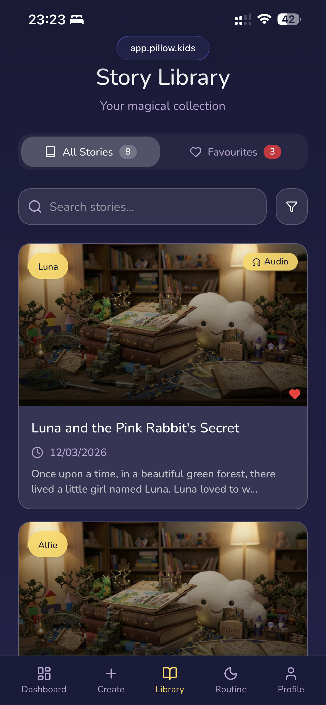 Story library screen
